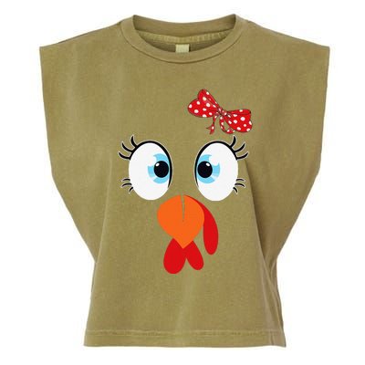 Cute Turkey Face Thanksgiving Im Thankful Family Costume Garment-Dyed Women's Muscle Tee