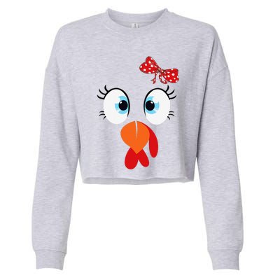 Cute Turkey Face Thanksgiving Im Thankful Family Costume Cropped Pullover Crew