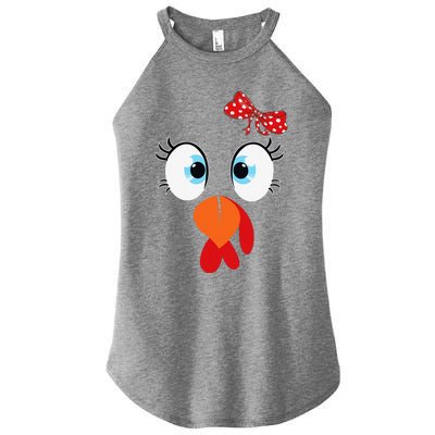 Cute Turkey Face Thanksgiving Im Thankful Family Costume Women’s Perfect Tri Rocker Tank