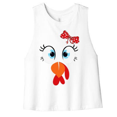 Cute Turkey Face Thanksgiving Im Thankful Family Costume Women's Racerback Cropped Tank