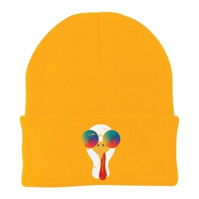 Cool Turkey Face Graphic Sunglasses Thanksgiving Knit Cap Winter Beanie