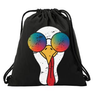 Cool Turkey Face Graphic Sunglasses Thanksgiving Drawstring Bag