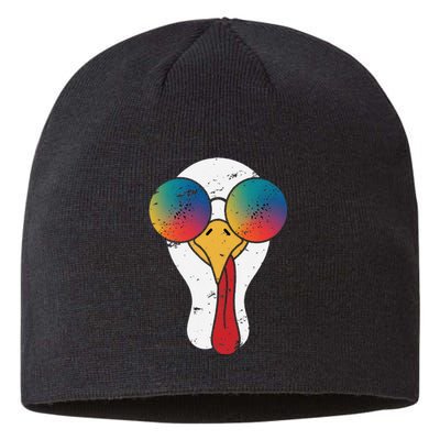 Cool Turkey Face Graphic Sunglasses Thanksgiving Sustainable Beanie