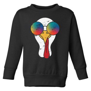 Cool Turkey Face Graphic Sunglasses Thanksgiving Toddler Sweatshirt