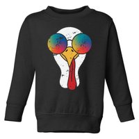 Cool Turkey Face Graphic Sunglasses Thanksgiving Toddler Sweatshirt