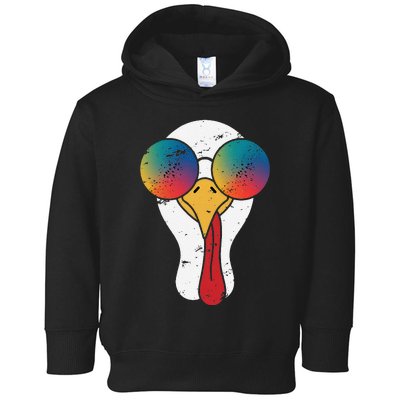 Cool Turkey Face Graphic Sunglasses Thanksgiving Toddler Hoodie