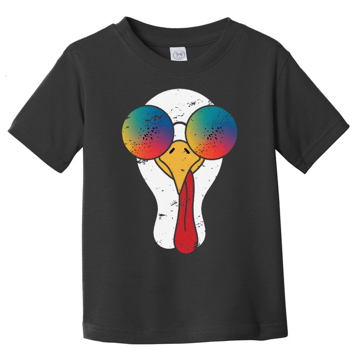 Cool Turkey Face Graphic Sunglasses Thanksgiving Toddler T-Shirt