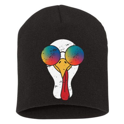 Cool Turkey Face Graphic Sunglasses Thanksgiving Short Acrylic Beanie