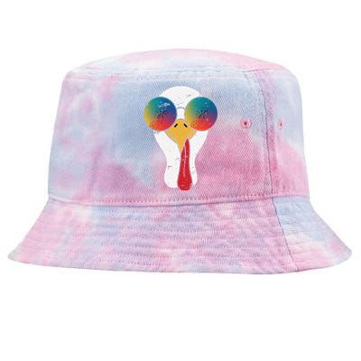 Cool Turkey Face Graphic Sunglasses Thanksgiving Tie-Dyed Bucket Hat