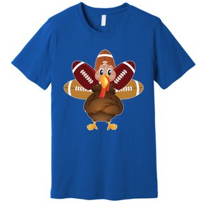 Cool Thanksgiving Football Gobble Player Turkey Meaningful Gift Premium T-Shirt