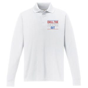 Chill The Fourth Out Funny 4th Of July Performance Long Sleeve Polo