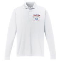 Chill The Fourth Out Funny 4th Of July Performance Long Sleeve Polo