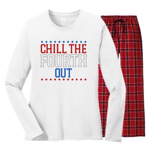 Chill The Fourth Out Funny 4th Of July Women's Long Sleeve Flannel Pajama Set 