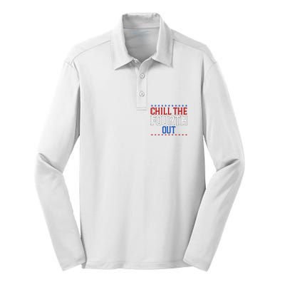 Chill The Fourth Out Funny 4th Of July Silk Touch Performance Long Sleeve Polo