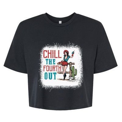 Chill The Fourth Out Retro Western Cowgirl Happy 4th Of July Bella+Canvas Jersey Crop Tee