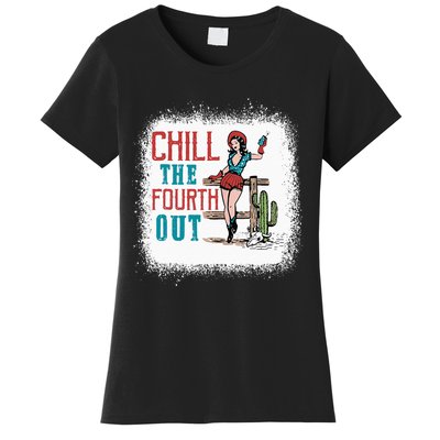 Chill The Fourth Out Retro Western Cowgirl Happy 4th Of July Women's T-Shirt