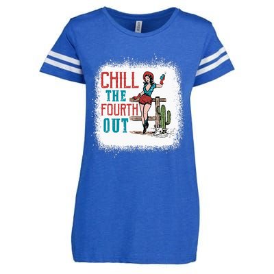 Chill The Fourth Out Retro Western Cowgirl Happy 4th Of July Enza Ladies Jersey Football T-Shirt