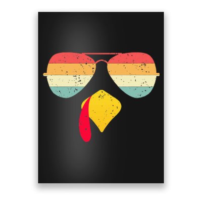 Cool Turkey Face With Sunglasses Funny Thanksgiving Poster