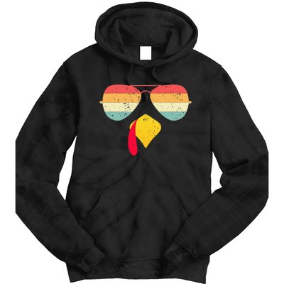 Cool Turkey Face With Sunglasses Funny Thanksgiving Tie Dye Hoodie