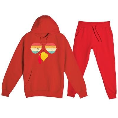 Cool Turkey Face With Sunglasses Funny Thanksgiving Premium Hooded Sweatsuit Set