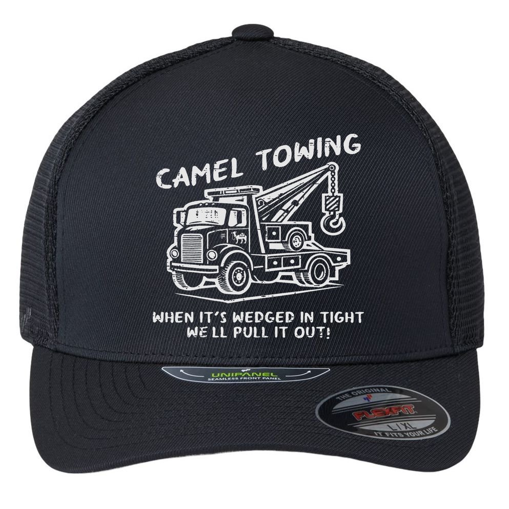 Camel Towing Funny Inappropriate Cringe Adult Humor Joke Flexfit Unipanel Trucker Cap