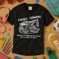 Camel Towing Funny Inappropriate Cringe Adult Humor Joke Kids T-Shirt