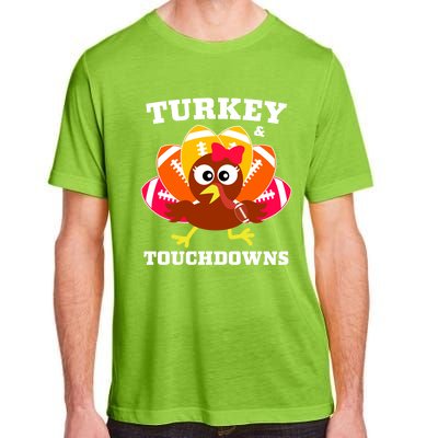 Cute Thanksgiving Football Turkey And Touchdown Gift Adult ChromaSoft Performance T-Shirt