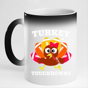 Cute Thanksgiving Football Turkey And Touchdown Gift 11oz Black Color Changing Mug