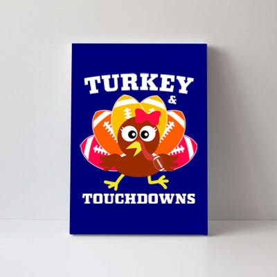 Cute Thanksgiving Football Turkey And Touchdown Gift Canvas