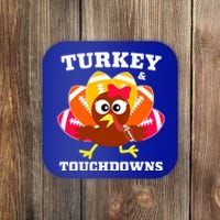 Cute Thanksgiving Football Turkey And Touchdown Gift Coaster