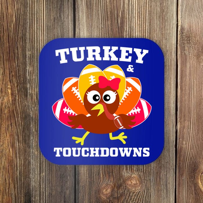 Cute Thanksgiving Football Turkey And Touchdown Gift Coaster