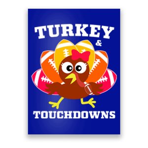 Cute Thanksgiving Football Turkey And Touchdown Gift Poster