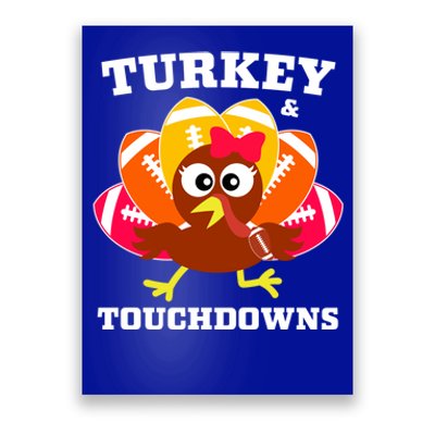 Cute Thanksgiving Football Turkey And Touchdown Gift Poster