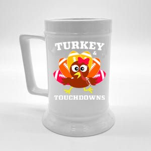 Cute Thanksgiving Football Turkey And Touchdown Gift Beer Stein