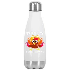 Cute Thanksgiving Football Turkey And Touchdown Gift Stainless Steel Insulated Water Bottle