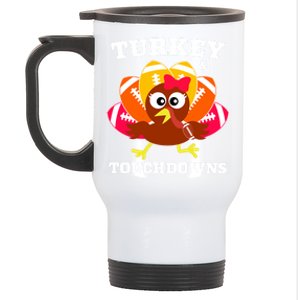 Cute Thanksgiving Football Turkey And Touchdown Gift Stainless Steel Travel Mug