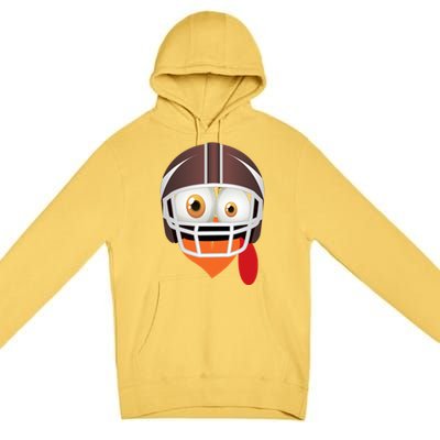 Cool Thanksgiving Football Gift Gobble Turkey Player Gift Premium Pullover Hoodie