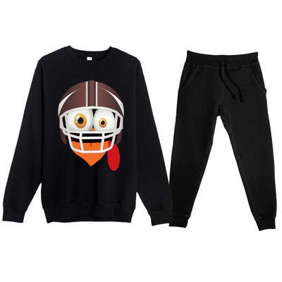 Cool Thanksgiving Football Gift Gobble Turkey Player Gift Premium Crewneck Sweatsuit Set