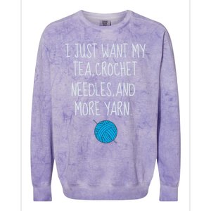 Crochet Tea Funny Grandma Mom Crocheting Yarn Lover Gift Colorblast Crewneck Sweatshirt