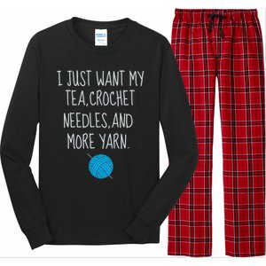 Crochet Tea Funny Grandma Mom Crocheting Yarn Lover Gift Long Sleeve Pajama Set