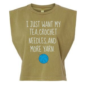 Crochet Tea Funny Grandma Mom Crocheting Yarn Lover Gift Garment-Dyed Women's Muscle Tee