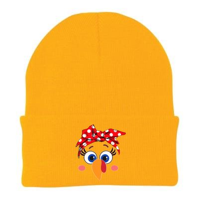 Cute Turkey Face Leopard Headband Funny Thanksgiving Autumn Knit Cap Winter Beanie