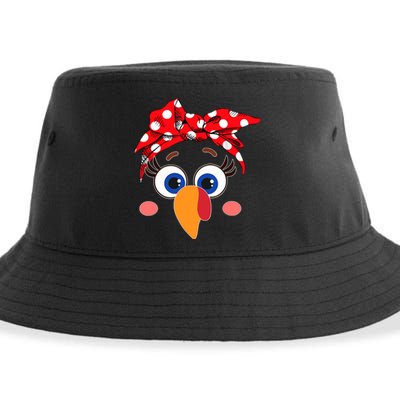 Cute Turkey Face Leopard Headband Funny Thanksgiving Autumn Sustainable Bucket Hat