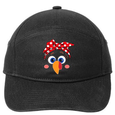 Cute Turkey Face Leopard Headband Funny Thanksgiving Autumn 7-Panel Snapback Hat