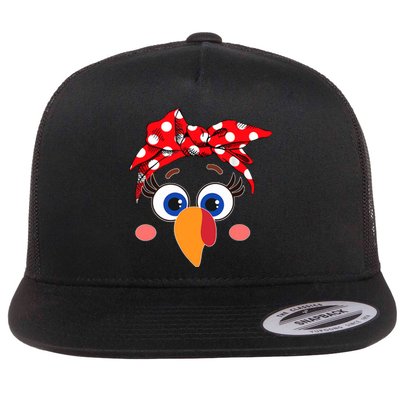 Cute Turkey Face Leopard Headband Funny Thanksgiving Autumn Flat Bill Trucker Hat