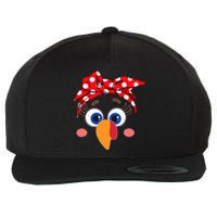 Cute Turkey Face Leopard Headband Funny Thanksgiving Autumn Wool Snapback Cap