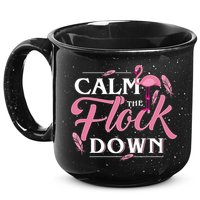 Calm The Flock Down Funny Pink Flamingo Bird Lovers Summer 15oz Campfire Ceramic Mug