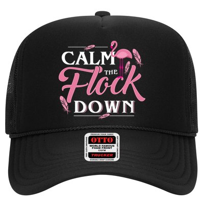 Calm The Flock Down Funny Pink Flamingo Bird Lovers Summer Hat