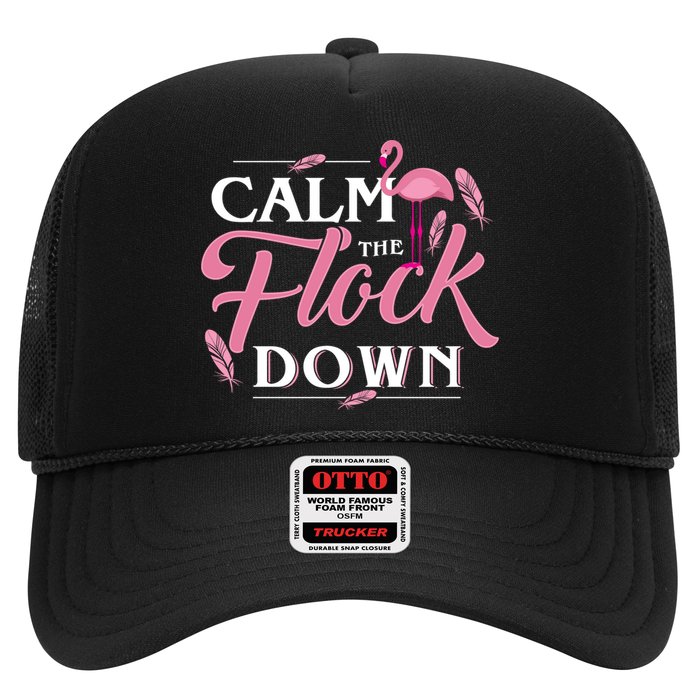 Calm The Flock Down Funny Pink Flamingo Bird Lovers Summer Hat