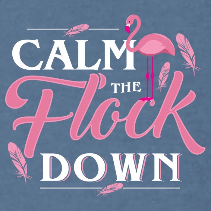 Calm The Flock Down Funny Pink Flamingo Bird Lovers Summer Garment-Dyed Sweatshirt
